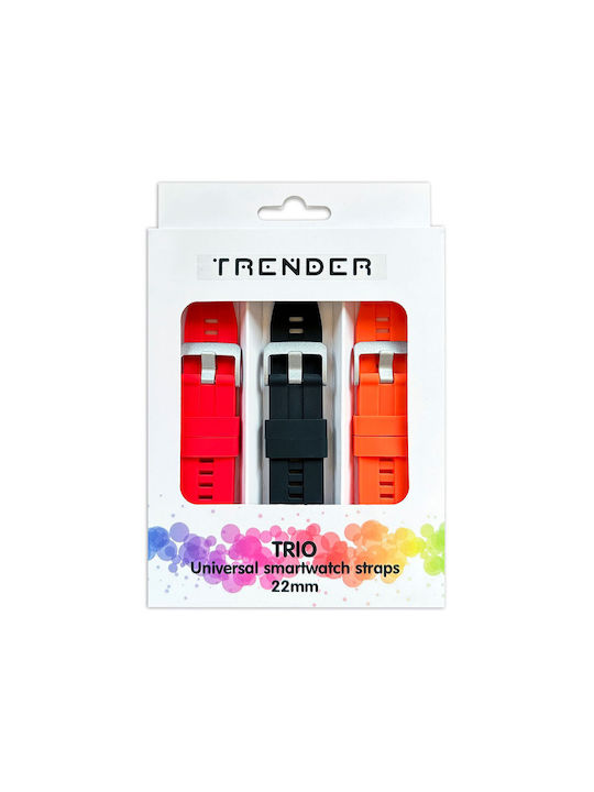 3 Curele din Silicon Trender 22 Mm Rd Bk