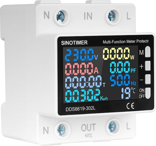 Sinotimer Protection Relay Over Under Voltage Energy Meter Adjustable 0-63a High Precision Energy Monitor