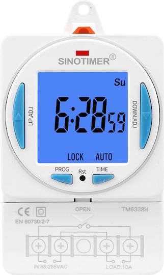Digital Relay Timer Sinotimer 200-250vac 50/60hz 7 Days Lcd Display Tm6338h-30d