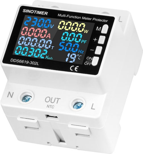 Sinotimer Protection Relay Over Under Voltage Energy Meter Adjustable 0-63a High Precision Energy Monitor