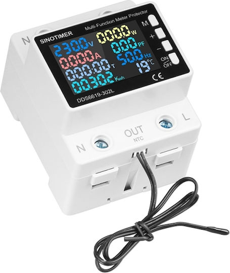 Sinotimer Protection Relay Over Under Voltage Energy Meter Adjustable 0-63a High Precision Energy Monitor