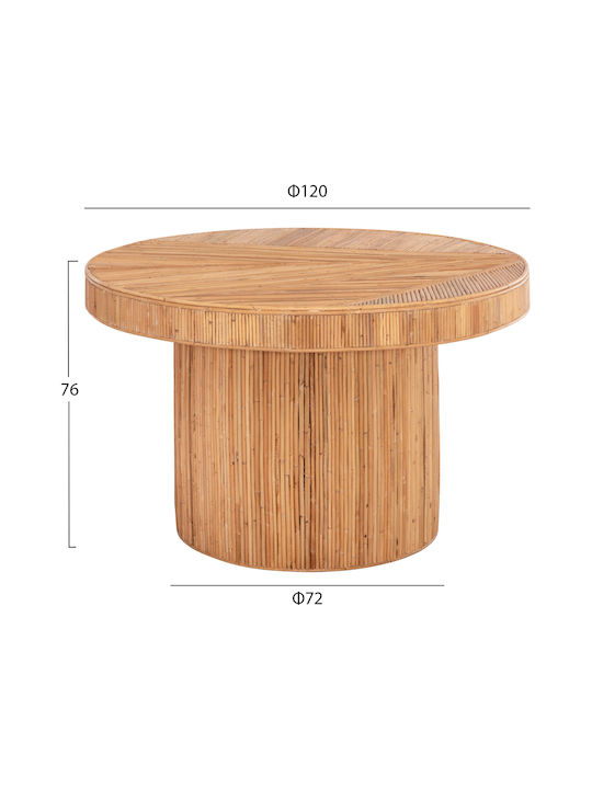 Gatsby Στρογγυλό Τραπέζι Τραπεζαρίας Rattan Φυσικό Rattan 72x72x76εκ.