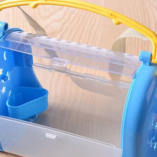 Plastic Carrier Cage for Small Animals with Water Bottle and Feeder M33xW23xH38cm Blue