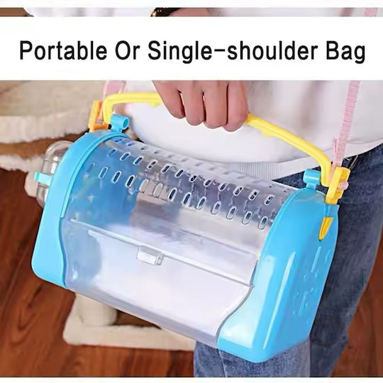 Plastic Carrier Cage for Small Animals with Water Bottle and Feeder M33xW23xH38cm Blue