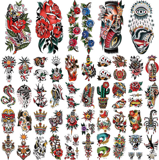 77 Bögen Temporäre Tattoos Groß 19cmx9.5cm Klein 9.8cmx5.8cm