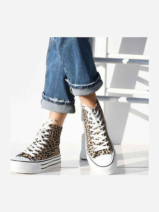 Γυναικεία Flatforms Μποτάκια Λεοπάρ