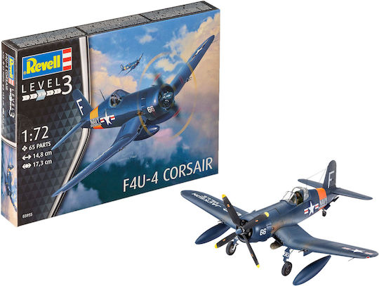 Revell F4U-4 Corsair Φιγούρα Μοντελισμού Αεροπλάνο Μπλε 65 Κομματιών σε Κλίμακα 1:72 με Κόλλα και Χρώματα 14.8x17.3εκ.