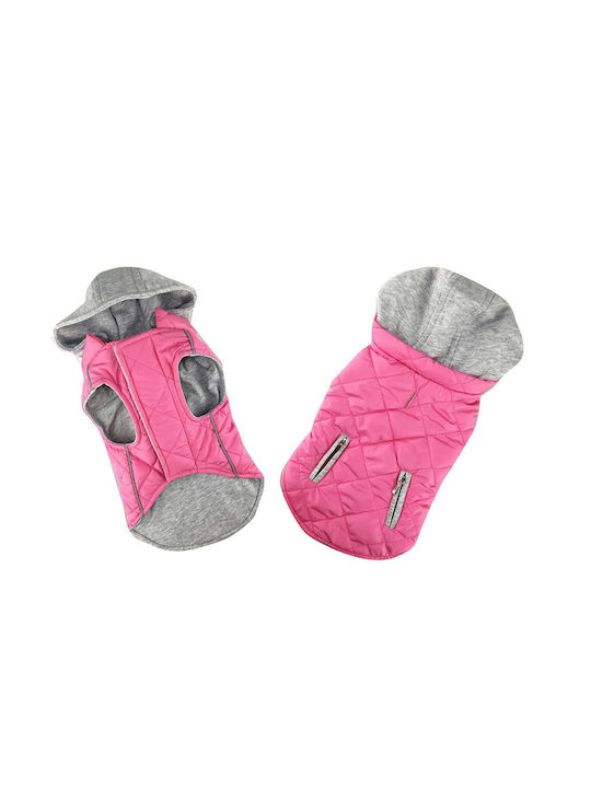 Pet Interest Sportive Dog Coat with Hood Pink 43cm