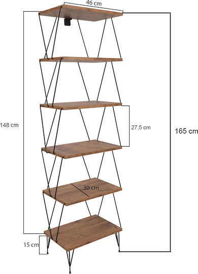 Βιβλιοθήκη Balaban Pine 46x30x165εκ.