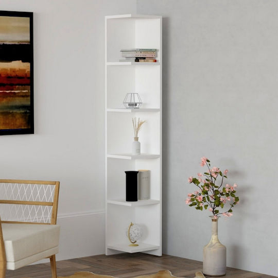 Bibliotecă colțar Ravella Alb 25x25x160cm