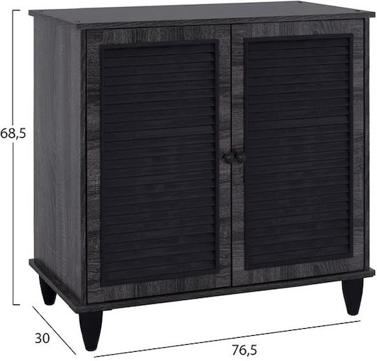 McKenna Wooden Shoe Organizer with 3 Shelves Carbon 76.5x30x68.5cm