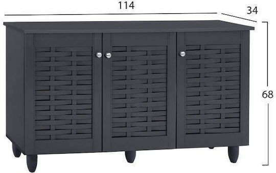Iggy Wooden Shoe Organizer with 3 Shelves Gray 114x34x68cm