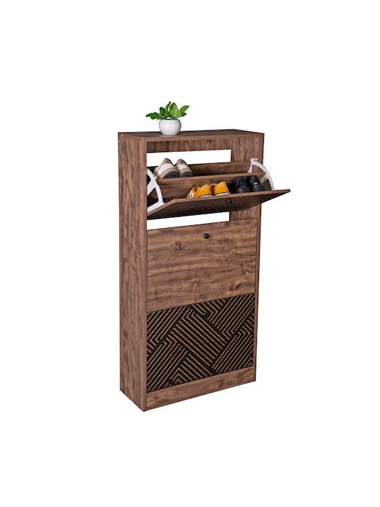 1873 Wooden Shoe Organizer with 3 Shelves Grey Oak - Black 60x23.5x117cm