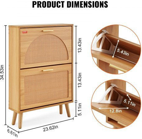 Дървен Обувна рафт 60x16.8x87.7см