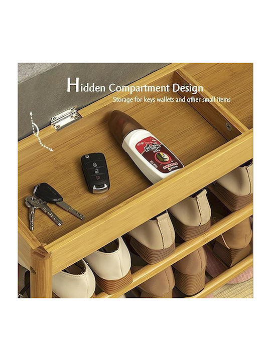 Bamboo Shoe Organizer Brown 70x27x44cm