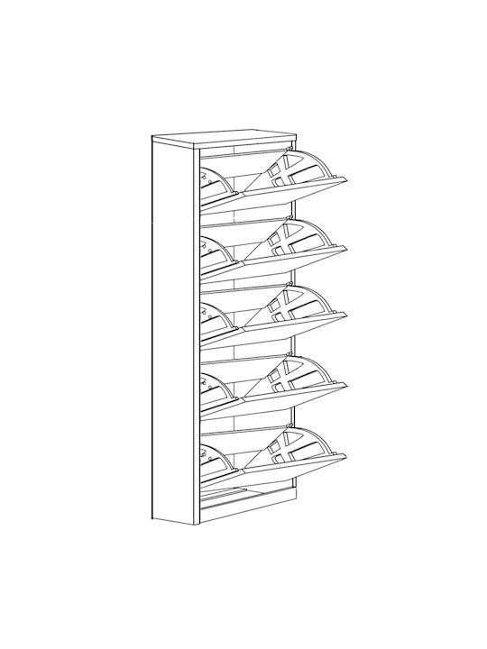 Gyda Wooden Shoe Organizer with 5 Shelves Beige 60x20x182.5cm