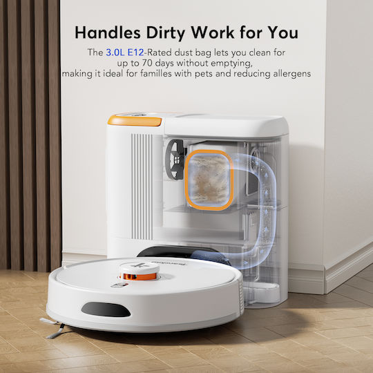 Teendow D20S Max+ Robot Vacuum Cleaner with Laser Mapping and 6000Pa Suction Power White