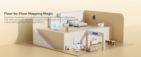 Teendow D20S Max+ Robot Vacuum Cleaner with Laser Mapping and 6000Pa Suction Power White