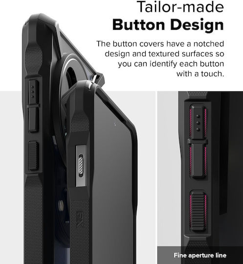 Ringke Fusion X Umschlag Rückseite Kunststoff / Silikon 2mm mit Band Schwarz (OnePlus 13)