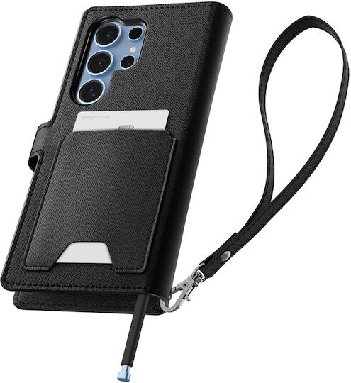 Spigen Wallet S Synthetisches Leder / Leder Schwarz (Galaxy S25 Ultra,Samsung S25 Ultra)