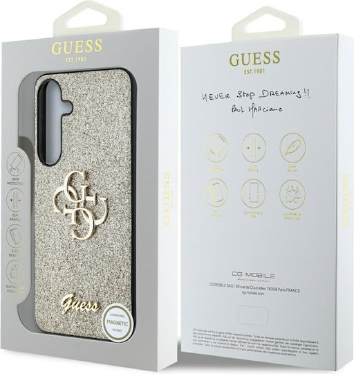Guess Fixed Glitter Umschlag Rückseite Silikon Gold (Galaxy S25)