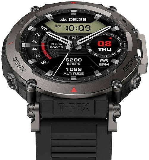 Amazfit T-Rex Ultra 47mm Waterproof Smartwatch with Heart Rate Monitor (Abyss Black)