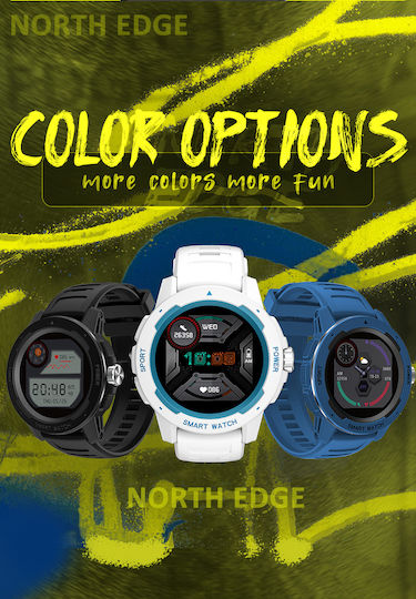 North Edge Mars 2 45mm Smartwatch με Παλμογράφο (Λευκό)