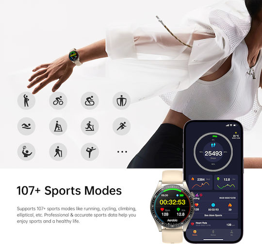 Joyroom Classic Series JR-FC2 47mm Wasserdicht Smartwatch mit Pulsmesser (Gold)