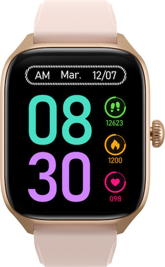 PowerLocus PW9 Smartwatch με Παλμογράφο (Χρυσό)