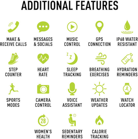 Reflex Active Series 44 Smartwatch με Παλμογράφο (Μαύρο)