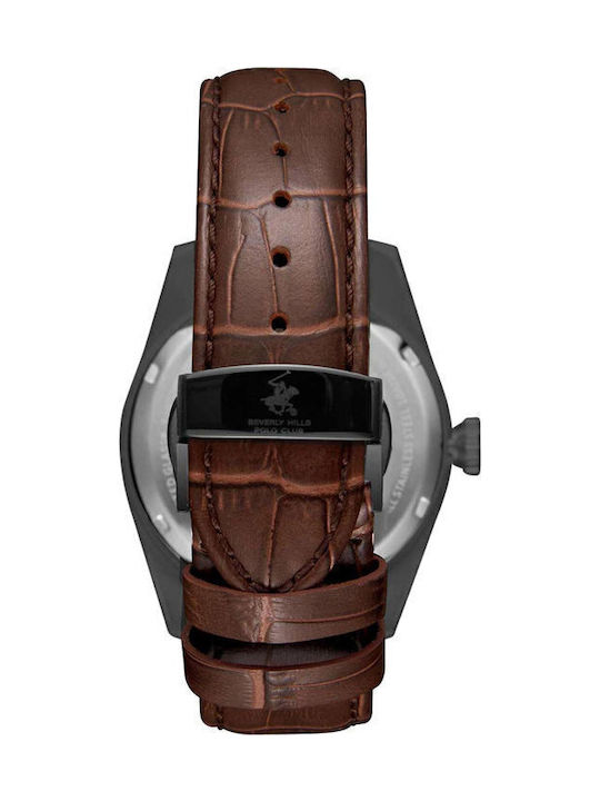 Beverly Hills Polo Club Men's Watch Automatic with Brown Leather Strap