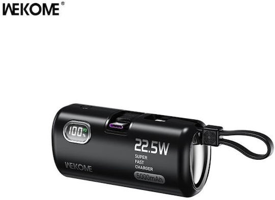 WK WP-19 Power Bank 5000mAh 22.5W με 2 Θύρες USB-C Μαύρο