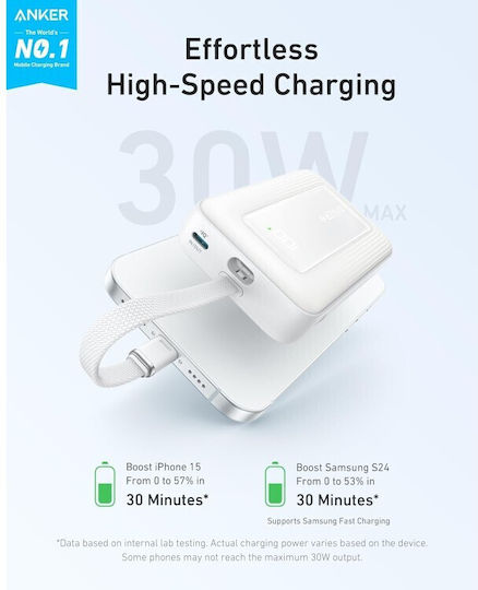 Anker Zolo Power Bank 10000mAh 30W με Θύρα USB-C Λευκό