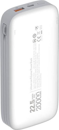 Ldnio PQ20 Power Bank 20000mAh 22.5W με Θύρα USB-A Λευκό