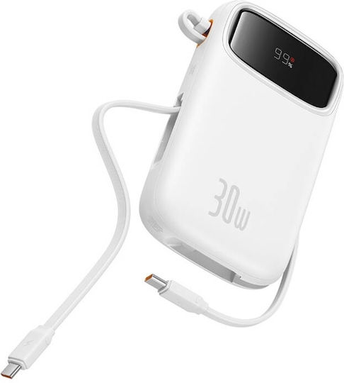 Baseus QPow 2 Power Bank 20000mAh 30W с USB-A порт и 2 USB-C порта Бял