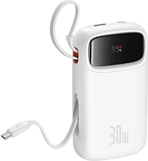 Baseus QPow 2 Power Bank 20000mAh 30W с USB-A порт и 2 USB-C порта Бял
