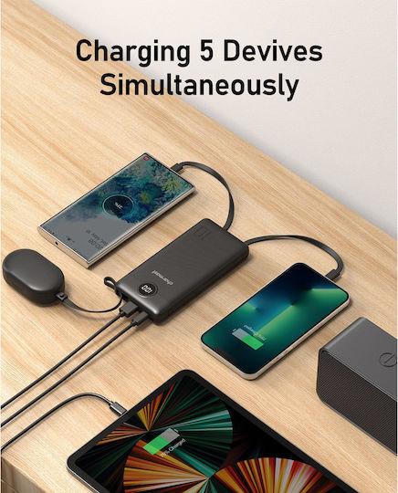Charmast C10 Power Bank 10000mAh με Θύρα USB-A και Θύρα USB-C Μαύρο