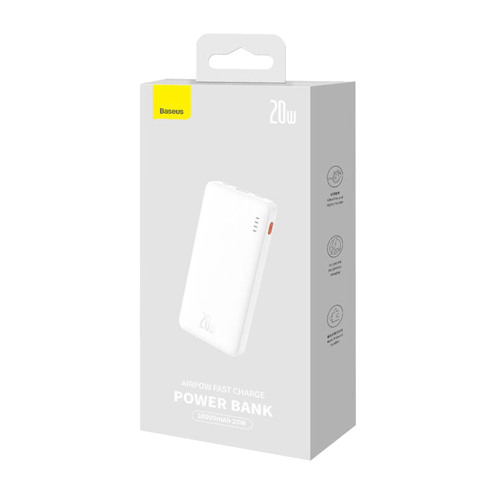 Baseus Airpow Power Bank 10000mAh 20W με Θύρα USB-A και Θύρα USB-C Power Delivery Λευκό