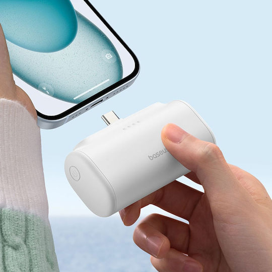 Baseus Compact Series Built-in Type-C Power Bank 5000mAh 20W с USB-C порт Power Delivery / Бързо зареждане 3.0 Бял