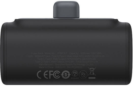 Baseus Compact Type-C Edition Power Bank 5000mAh 20W με Θύρα USB-C Μαύρο