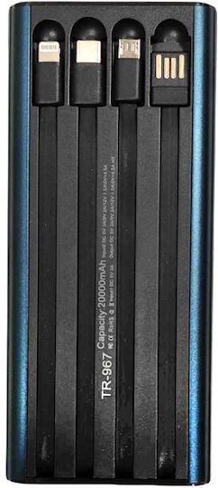 Treqa TR-967 Power Bank 20000mAh με 2 Θύρες USB-A και Θύρα USB-C Μαύρο