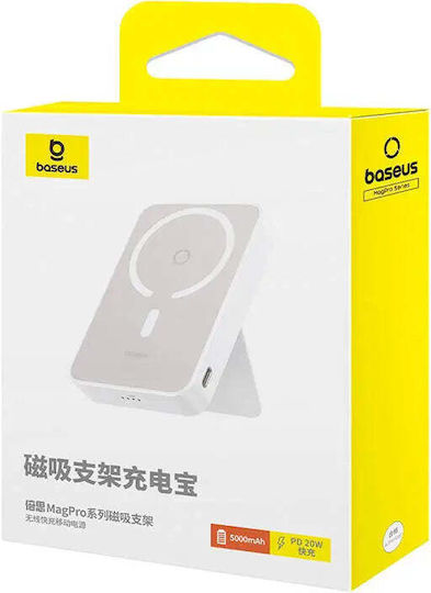 Baseus MagPro MagSafe Power Bank 5000mAh 20W cu Port USB-C Livrarea energiei Alb