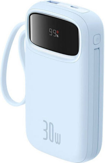 Baseus QPow2 Power Bank 20000mAh 30W με Θύρα USB-A και 2 Θύρες USB-C Μπλε