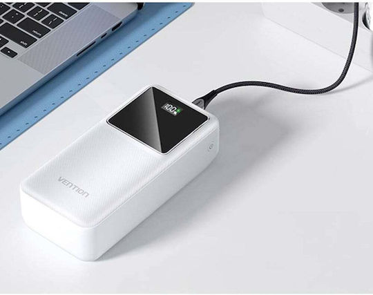 Vention FHMW0 Power Bank 30000mAh 22.5W με 2 Θύρες USB-A και Θύρα USB-C Λευκό