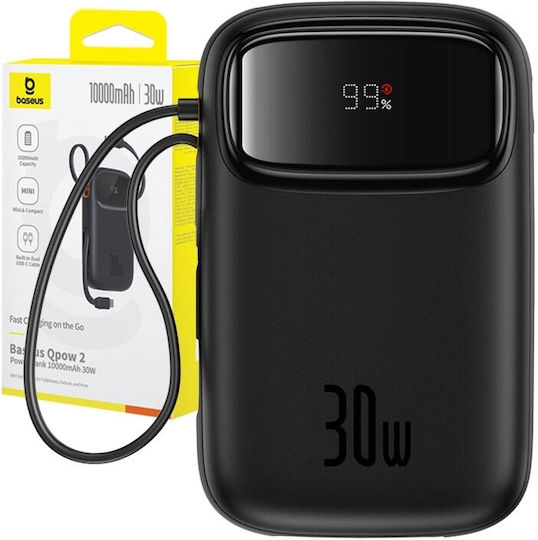 Baseus QPow 2 Power Bank 10000mAh 30W с USB-A порт и USB-C порт Черен