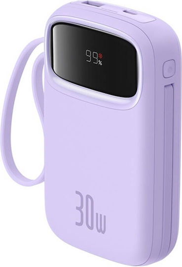 Baseus QPow 2 Power Bank 10000mAh 30W с USB-A порт и USB-C порт Лилав