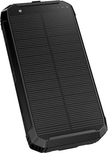 Platinet Camping Solar Power Bank 10000mAh 15W with 2 USB-A Ports and USB-C Port Power Delivery Black