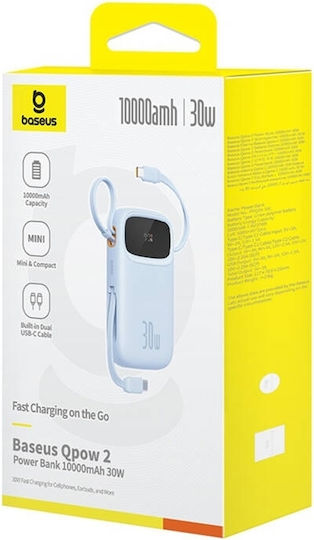 Baseus QPow 2 Power Bank 10000mAh 30W с USB-A порт и USB-C порт Син