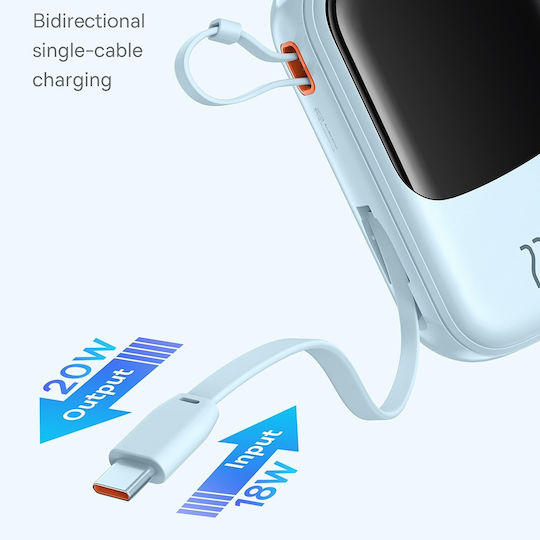 Baseus Qpow Pro+ Power Bank 20000mAh 22.5W με Θύρα USB-A και Θύρα USB-C Power Delivery / Quick Charge 3.0 Γαλάζιο
