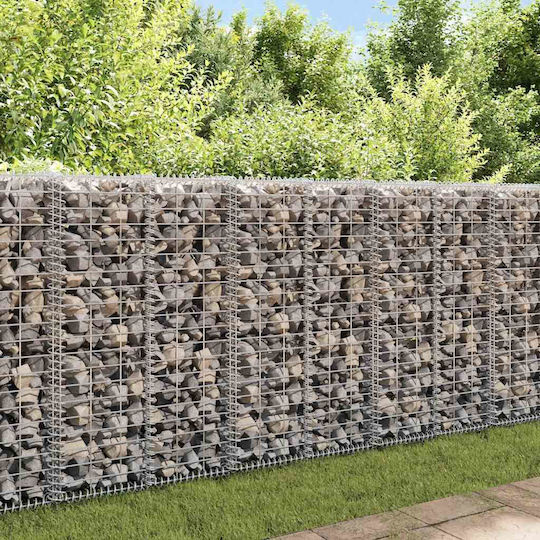 vidaXL Garden Fencing Material with Caps 1pcs Silver